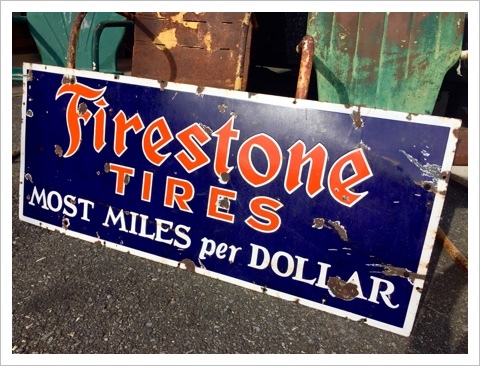 40s Vintage Firestone Tires Porcelain Sign & Antique Advertising