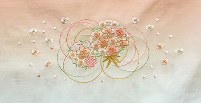 屏風　刺繍　輪桜