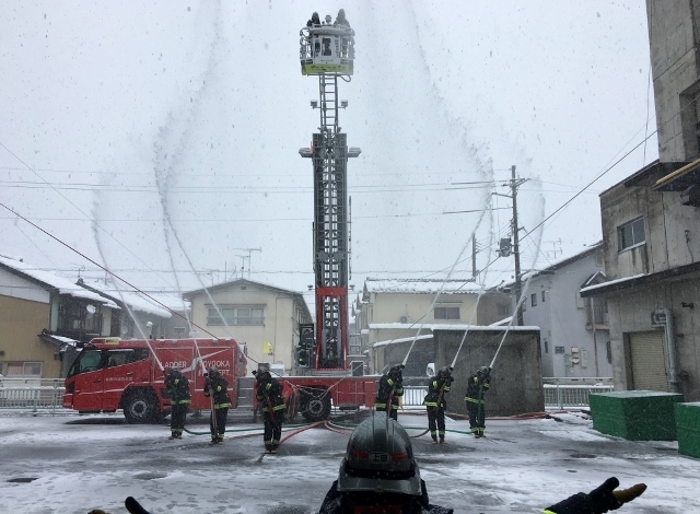 豊岡市消防本部出初式　2017　放水訓練
