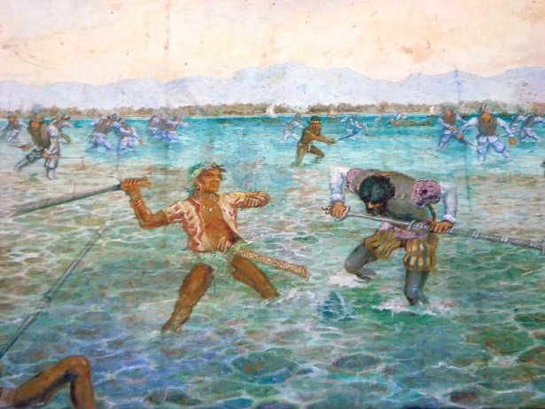 マクタン島の戦いの様子を描いた絵の一部