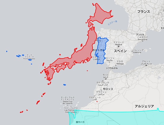 日本　ポルトガル　地図　2