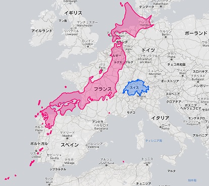 日本　スイス　地図
